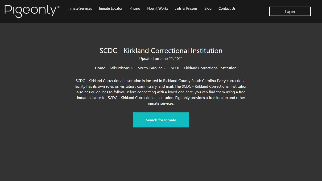 SCDC - Kirkland Correctional Institution Inmate Search - Pigeonly